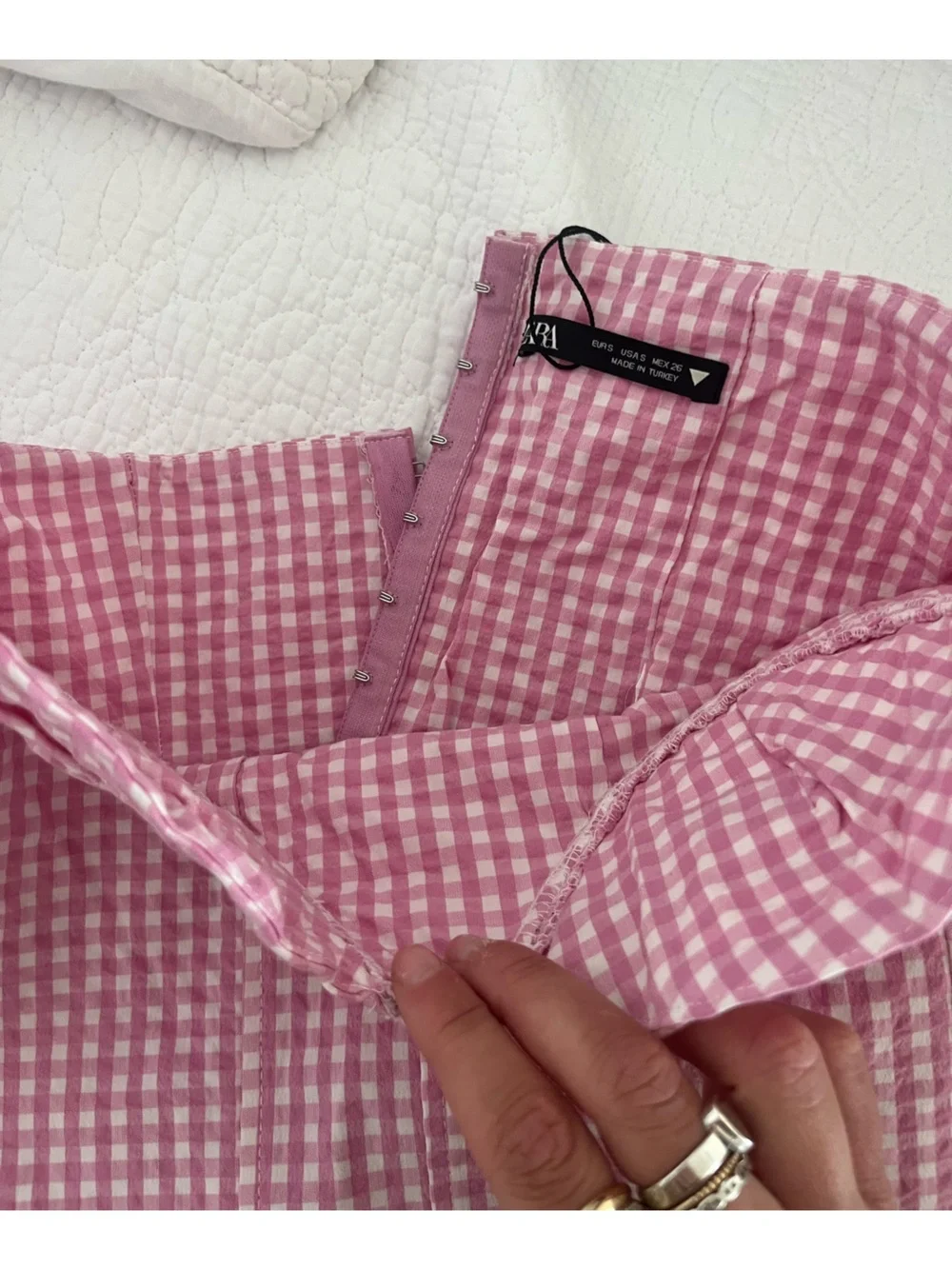 Zara Pink Gingham Two-Piece Slip Set - Picture 3 of 3